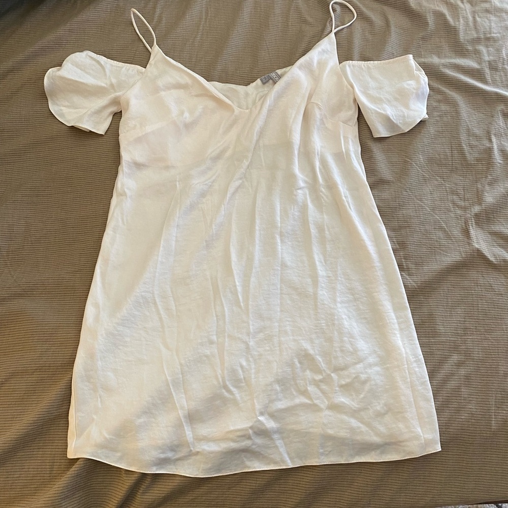 ASOS white off shoulder satin chemise NWOT